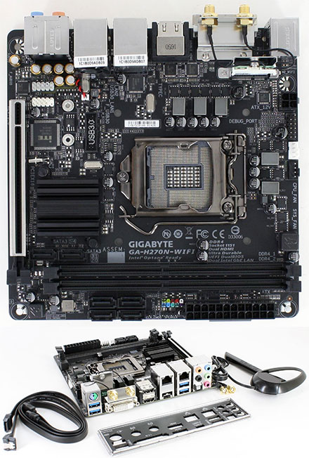 Gigabyte GA-H270N-WIFI (für i3, i5, i7 [Sockel LGA1151], H270 Express, 2x LAN, 2x HDMI, WLAN/BT, NVMe M.2)